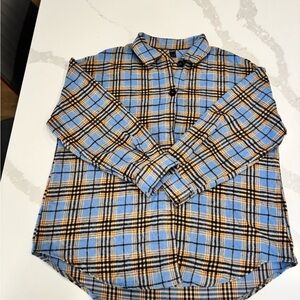 SHEIN Blue and Brown Plaid Shirt